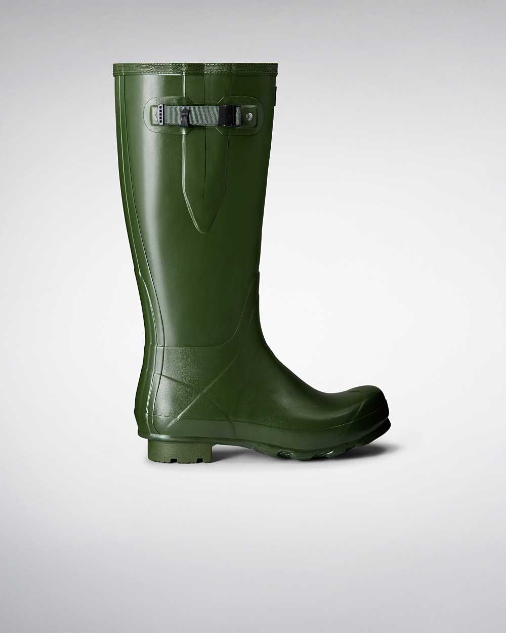 Mens Hunter Norris Field Side Adjustable Wellies Green | PKWYGC-015